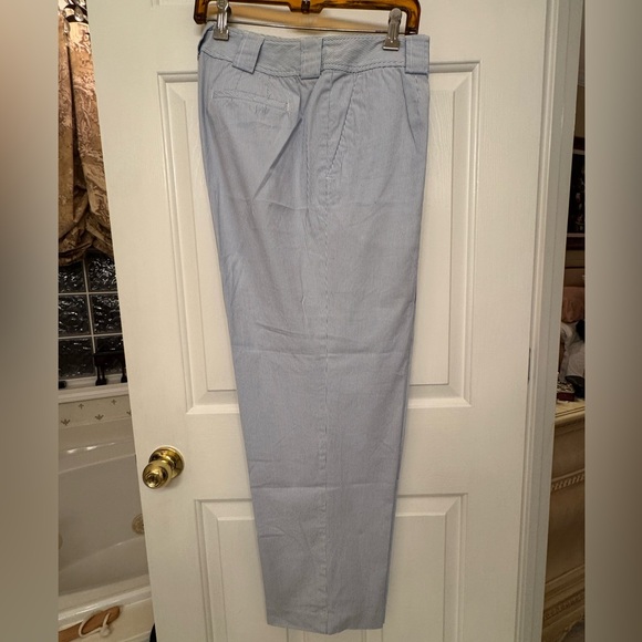 Talbots Woman 2 Pair:light blue/white stripe casual pants AND Tan slacks 12W - Picture 3 of 13